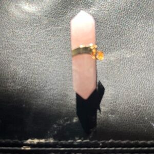 Rose quartz Crystal Pendant with Gold Accent